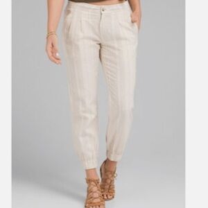 PRANA Tan Hemp & Organic Cotton Casual Striped Jogger Pants Size 14 Used